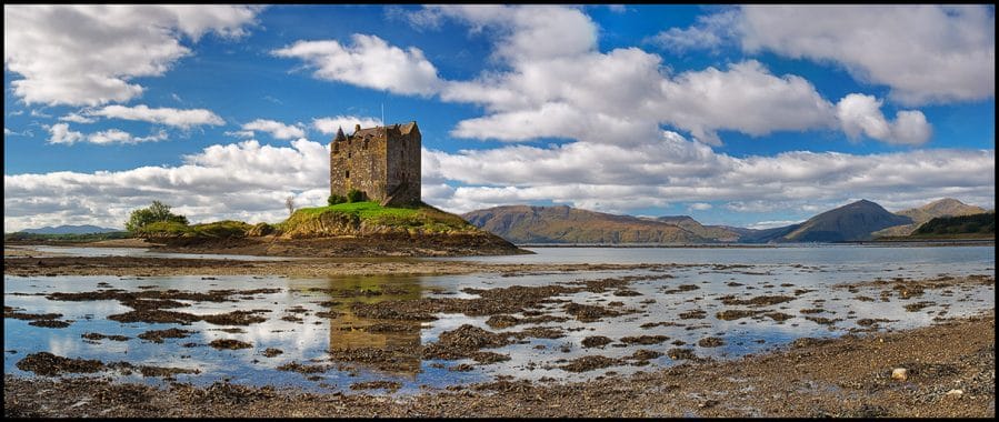 Castle Stalker, perched on an island just off the coast