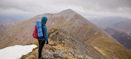 Hiker with the essential hiking equipment