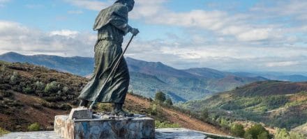 Statue facing towards Santiago on the Camino de Santiago
