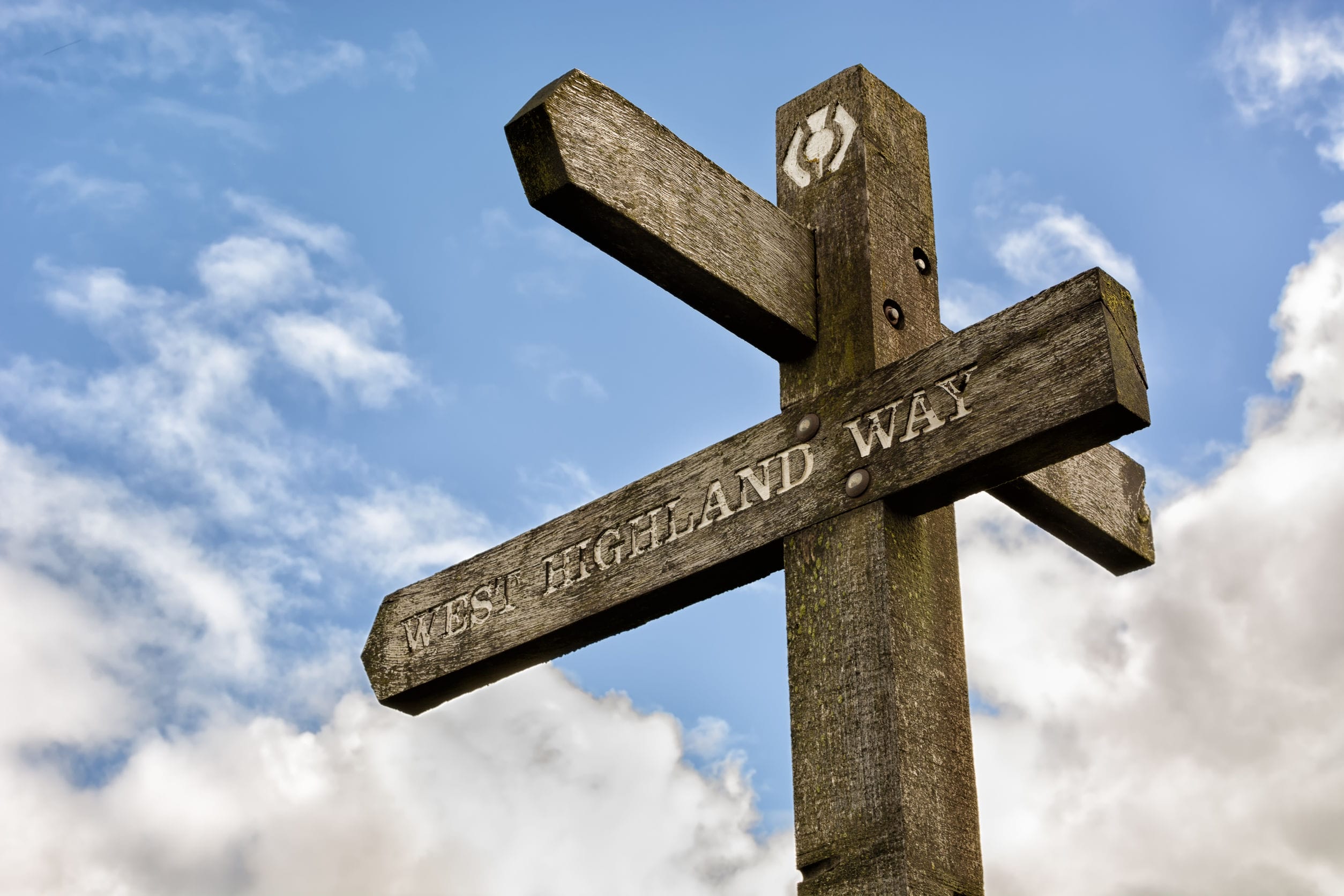 signpost on the west highland way in scotland