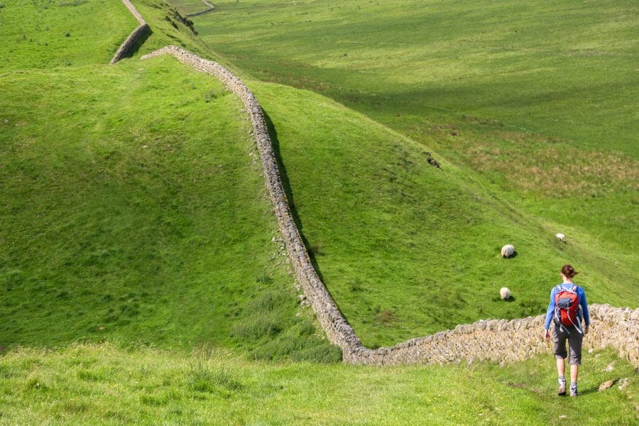Hiker walking Hadrian's Wall Path