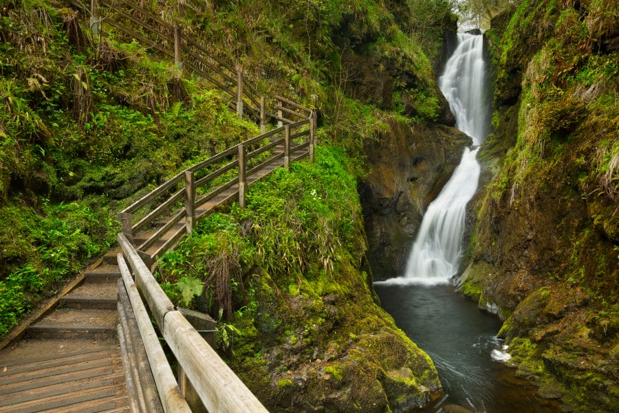 waterfall in the glenariff forest park in northern ireland