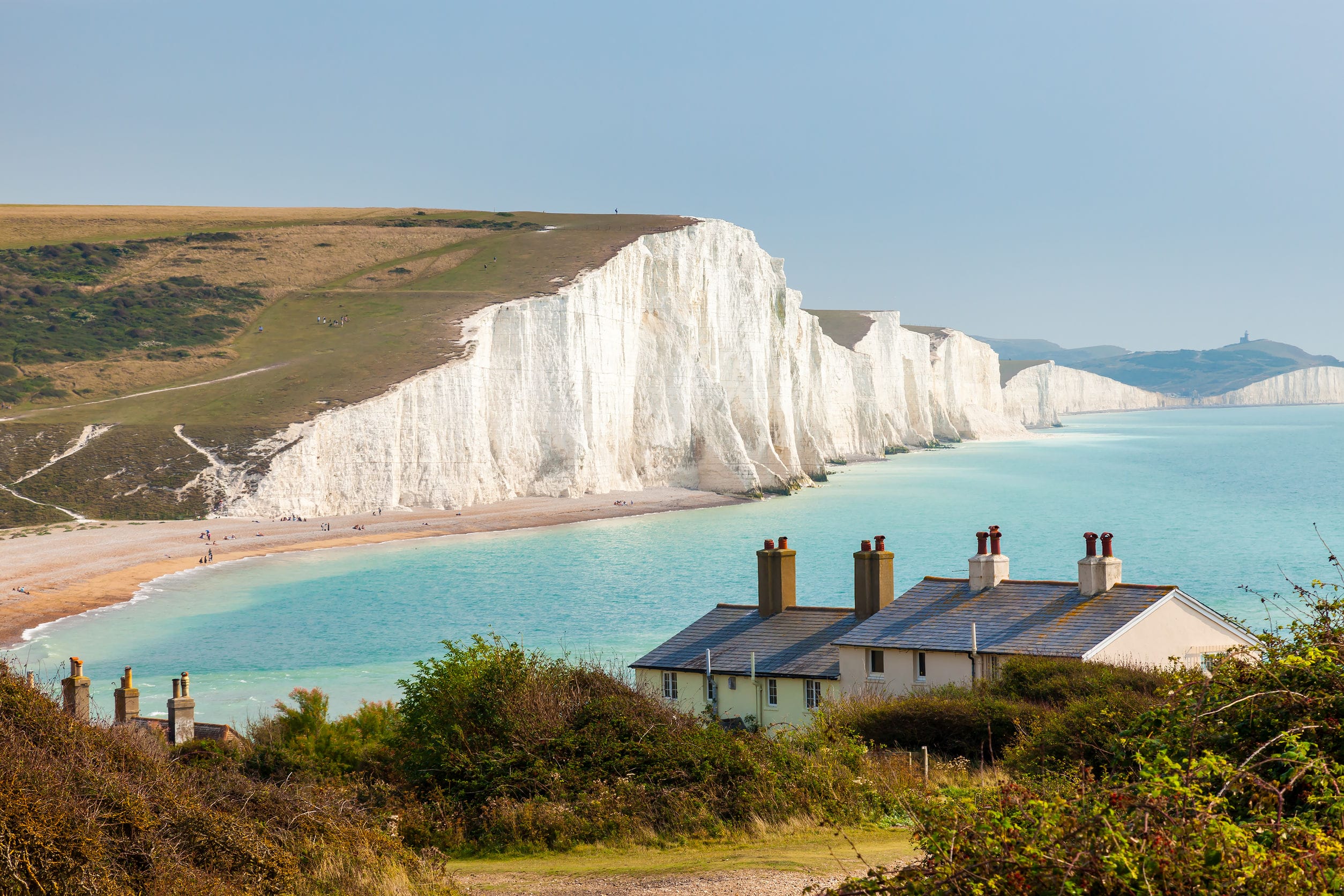 seven sisters chalk cliffs from seaford head