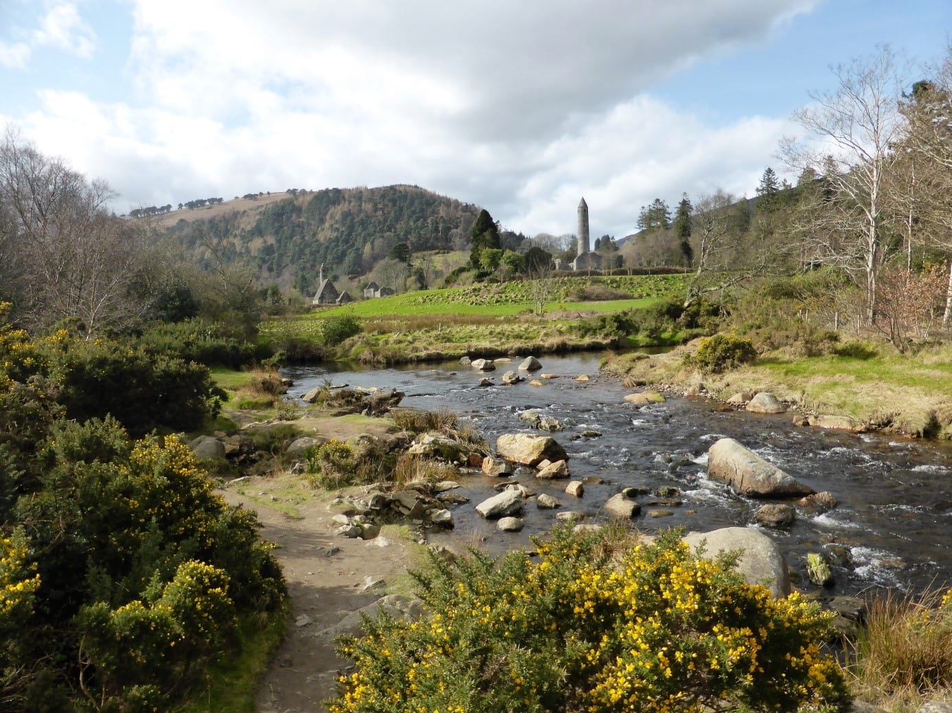 View approaching the Glendalough Monastic village