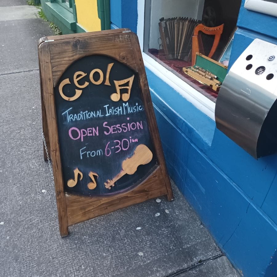 Sign for Traditional Irish Music, Dingle, Kerry, Ireland
