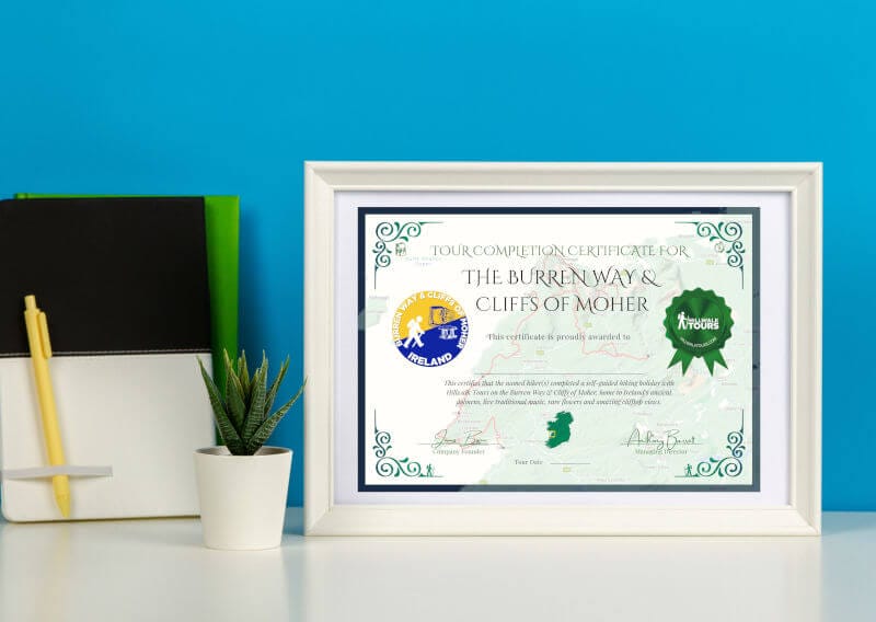 Hillwalk Tours Burren Way & Cliffs of Moher Trail Completion Certificate