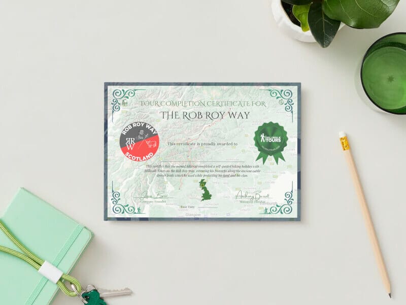 Hillwalk Tours The Rob Roy Way Trail Completion Certificate