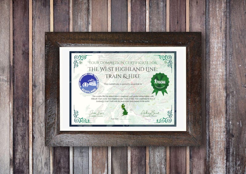 Hillwalk Tours The West Highland Line: Train & Hike Trail Completion Certificate